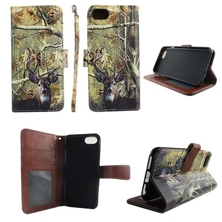 Camo Tail Deer Wallet Folio Case for Iphone 6 6s Fashion Flip PU Leather Cover Card Cash Slots &