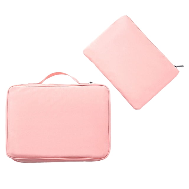 SLYNSHome Document Organizer,Multi-Layer Storage Pouch Credential Bag,Portable Bag Without Vibration for Passport,File Pocket - Pink