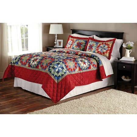 Mainstays Shooting Star Classic Patterned Red Full/Queen (Best Place Sell Antique Quilts)