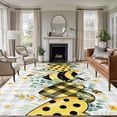 thumbnail image 2 of Bees Loves Large Area Rugs 8x10 ft Vintage Country Yellow Bee Plaid Dot Love Floral Grey Plaid Washable Rug Non Slip Indoor Carpet Absorbent Floor Mat for Living Room Bedroom Dining Room, 2 of 9