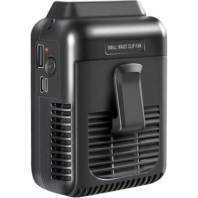 8000mah Hasta 32h Ventilador de clip de cintura portátil Ventilador de cuello personal Ventilador de cinturón alimentado por batería Salida de aire ajustable, 3 velocidades, ventilador de cuerpo