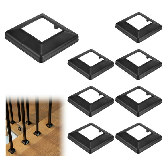 Uxcell uxcell 8-Pack Post Base Cover, Fits 3.14"x 3.14" Post Skirt Split Type for Indoor/Outdoor Iron Railing/Wood Posts/Fence/Stairs/Patios/Handrail/Porch Column Wrap Post Trim [Black]