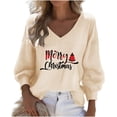 thumbnail image 3 of Craaazy Christmas Shirts for Women Fashion Clothing Christmas Printed 3/4 Sleeve V Neck Xmas Womens Tops Gifts, 3 of 3