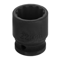 Uxcell 1/2" Drive 12 Points Socket 22mm Metric CR-V Steel Shallow Impact Socket