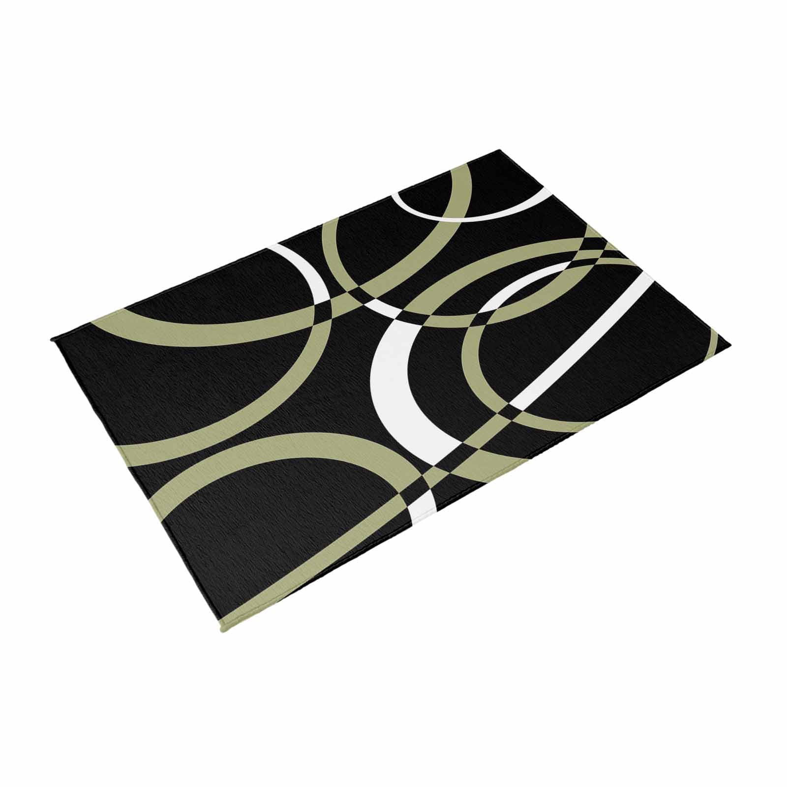 Black Geometric Outdoor Rug for Patio/Deck/Porch, Non-Slip Large Area Rug 5 x 8 Ft, Modern Sage Green White Striped Art Indoor Outdoor Rugs Washable Area Rugs, Reversible Camping Rug Carpet Runner