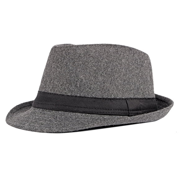 Wide Brim Fedora Hat, Soft Wool Blend for Sun Protection or Elegant Outfits, Versatile Accessory for All Ages. Grey 1PC