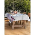 thumbnail image 2 of Outdoor Tablecloth with Umbrella Hole and Zipper, Pink Blue Floral Rectangle Table Cloth 60x120 Inch Waterproof Tablecloth, Butterflies Vintage Oil Painting Wooden Picnic Table Cover for Patio, 2 of 7