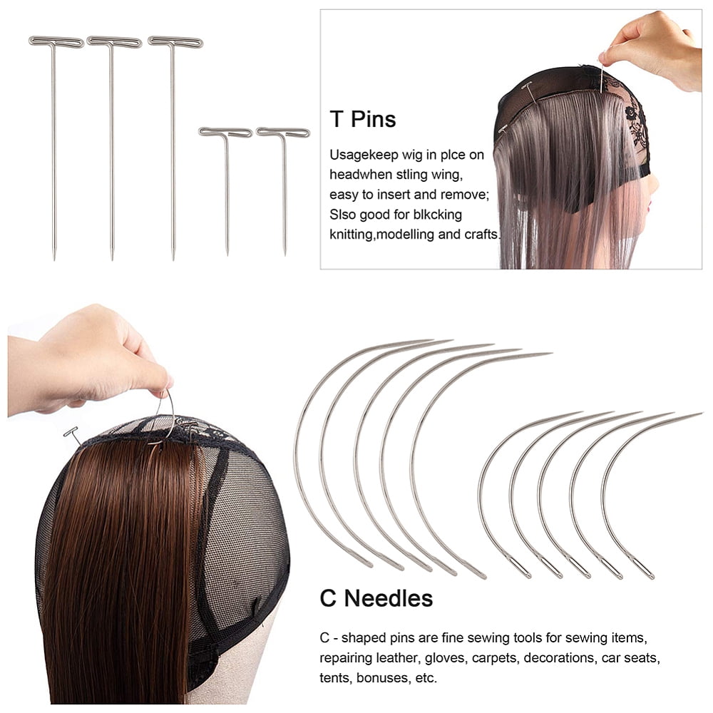 1Set DIY Jewelry with Flat Elastic Rubber Cord/Band Iron C-shaped Curved Needles and T-shape Steel Needles Mixed Color 25~50mm
