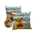 thumbnail image 2 of Outdoor Throw Pillow Cover Highland Buff Mottled Wood Plank Waterproof Cushion Covers 2 Pack Farm Sunflowers Cow Pillow Cases Home Decoration for Patio Garden Couch Sofa, 2 of 7