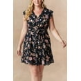thumbnail image 1 of Natasha Floral Print Short Dress Self Belt Pockets Ruffle Trim, 1 of 4