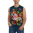 thumbnail image 2 of Lsque Summer Birds and Flowers Print Men's Cotton Blend Sleeveless Muscle Shirts (S-3XL)- Moisture Wicking, Odor Protection, UPF 30+,Medium, 2 of 8