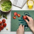 thumbnail image 3 of Anchor Cutting Board, Nautical Themed with Land and Sea Text on Rhomb Check, Decorative Tempered Glass Cutting and Serving Board, in 3 Sizes, by Ambesonne, 3 of 5