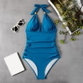 thumbnail image 4 of PEASKJP Womens Cute One Piece Swimsuit UPF 50+ Sun Protection Bathing Suits, Blue XL, 4 of 4