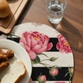 thumbnail image 4 of Round Placemats Set of 4 Pink Peony Rose Place Mats Washable Woven Placemat Floral Black Stripes Linen Circle Braided Table Mat for Kitchen Dining Table Party Home Decor 15 Inch, 4 of 8