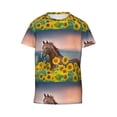 thumbnail image 4 of Wukai Horse Sunflowers Youth Unisex Short Sleeve T-Shirt for Boys, Girls, Teens, and Kids-Large, 4 of 7