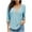 Light Blue 1, variant on hotojiny Casual Tops for Women Lightweight 3/4 Sleeve Hollow out Loose Blouse Fall Spring Fashion V Neck Solid Color Shirts