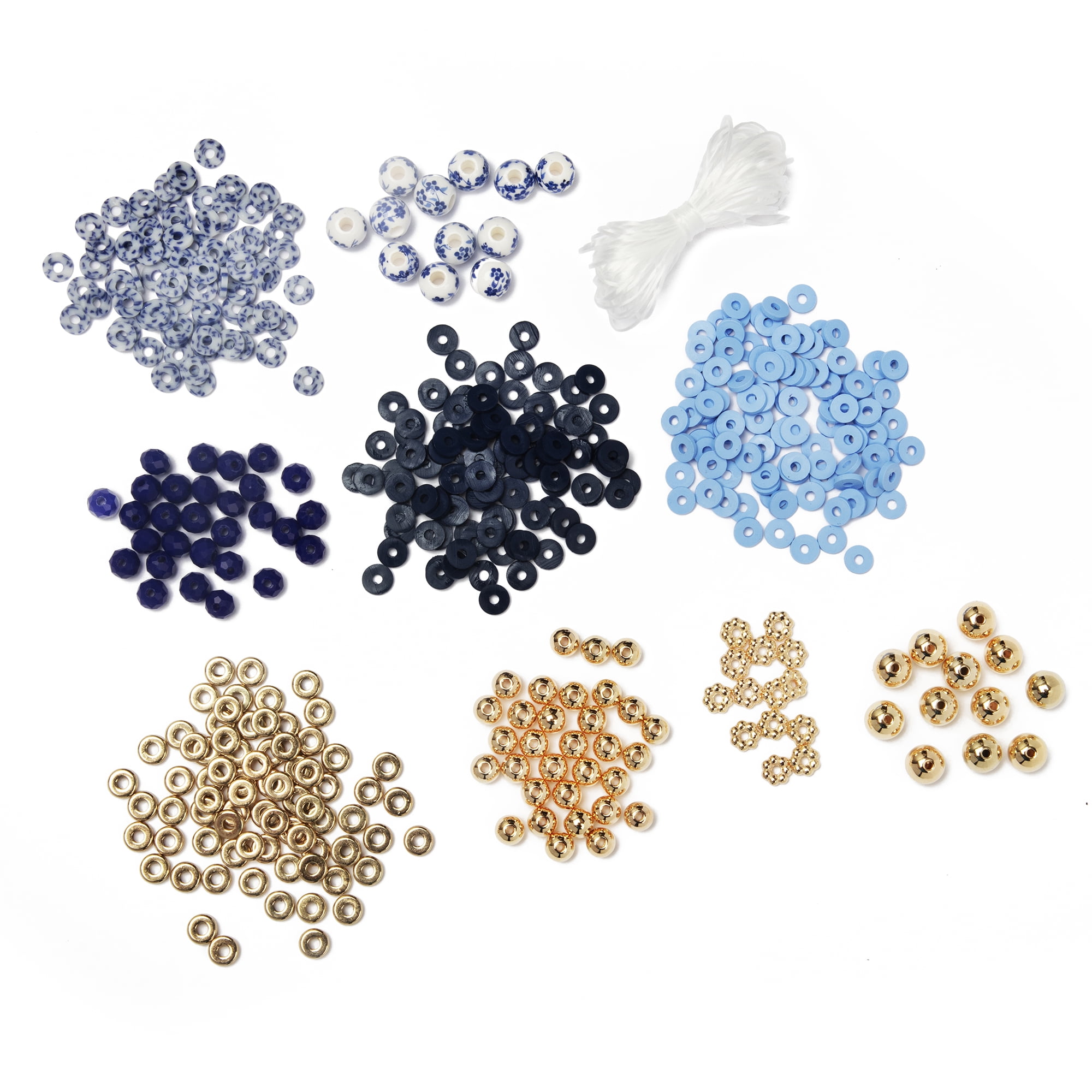 Cousin DIY Blue and White Heishi Stack Bracelet Kit, 564 Beads, Clay/Ceramic/Metal, Adult, 69995663