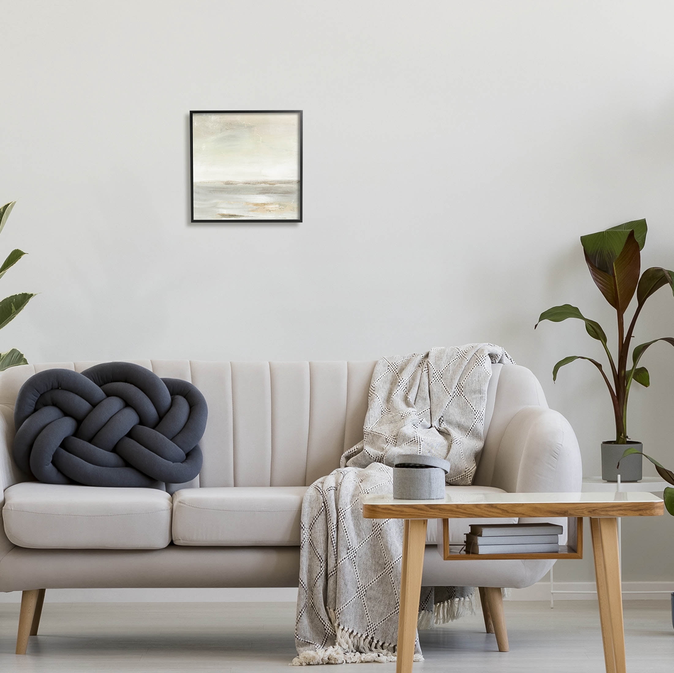 Stupell Industries Beige Abstract Landscape Scene Painting Black Framed Art Print Wall Art, Design by Judith Shapiro