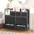 thumbnail image 2 of 9-Drawers Dresser with Power Outlets, Metal Frame and Fabric Drawers for Bedroom, Wood Top Cabinet for Closet, Nursery, Black, 2 of 7