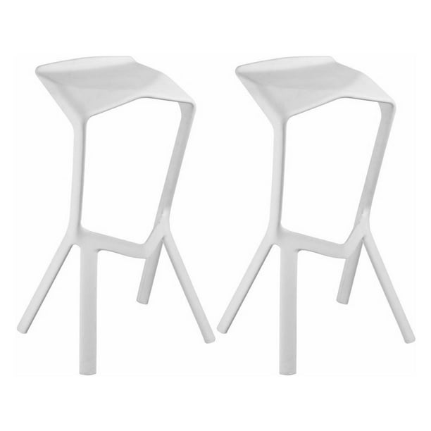 Aspect Modern Plastic Barstool Set of 2 (White)