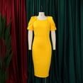 thumbnail image 2 of AURA Plus Size High Waist Pencil Midi Dress Short Sleeve Solid Color Summer Office Commuter Dress, 2 of 8