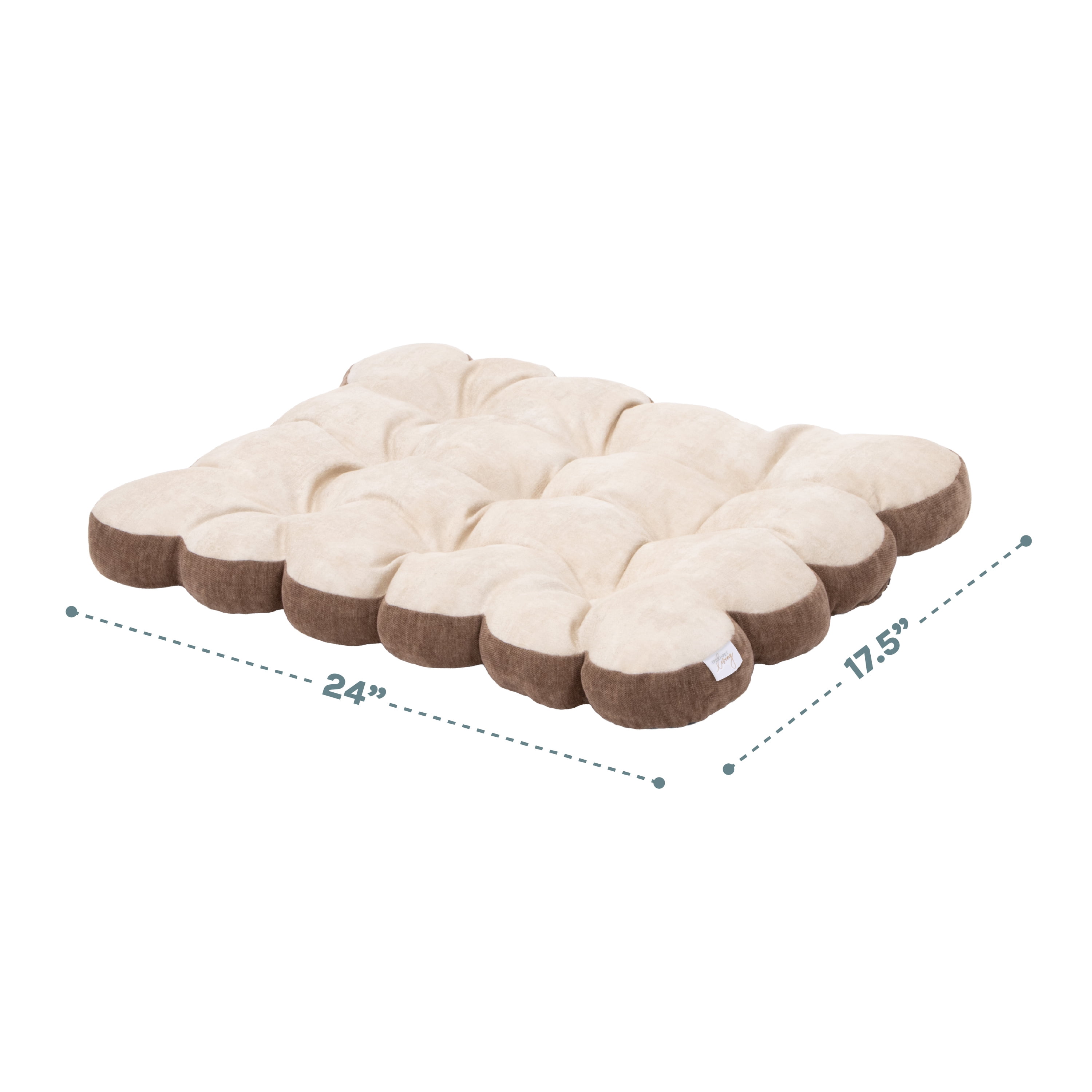 SportPet Designs Tufted Sherpa Cushion Pet Bed, Tan, Small 24 in x 17.5 in