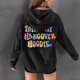 thumbnail image 5 of Puntoco mujeres Otoño Invierno letra colorida bloque de Color estampado cuello en V cultivo entrenamiento manga larga Sexy largo con capucha tops pulóver blusa Puntoco Puntoco-2279, 5 of 8