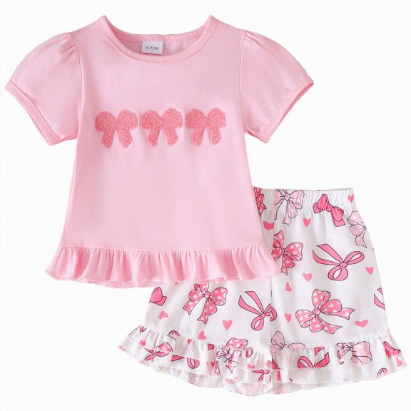 ZHANGDER Toddler Baby Girl Summer Clothes Strawberry Cute Outfits Set Short Sleeves T-Shirt Tee Tops Shorts, Pink 3-4 Years