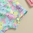 thumbnail image 2 of Infant Baby Girl Easter Outfits Short Sleeve Romper + Bunny Tail Shorts + Headband Set 0-18M, 2 of 7