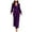 Purple, variant on RYRJJ Women's Sparkly Jumpsuits Party Clubwear Sequins Rompers One-Piece Deep V Neck Long Sleeve Wide Leg Pants with Belt(Silver,L)