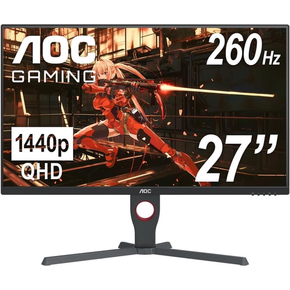 Restored AOC Q27G10ZE 27" Gaming Monitor, QHD 2560 x 1440, up to 260Hz 0.5ms, HDMI 2.0 x2, Display Port x1, 3-Sided Frameless, Console Gaming Ready