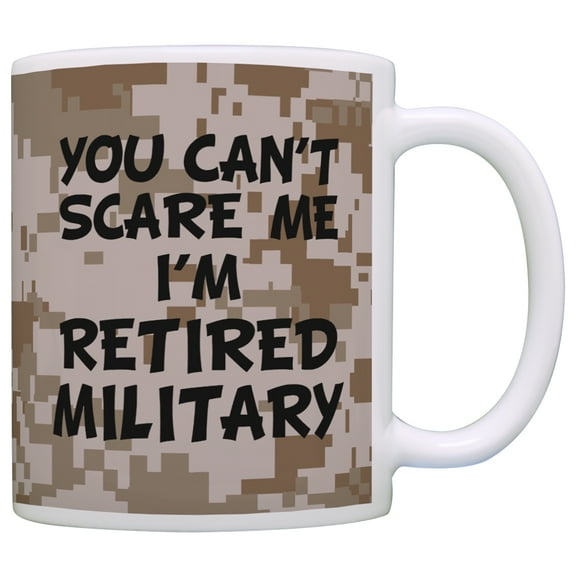 ThisWear Retirement Gift Can't Scare Me I'm Retired Military Veteran 11 ounce Coffee Mug Camo