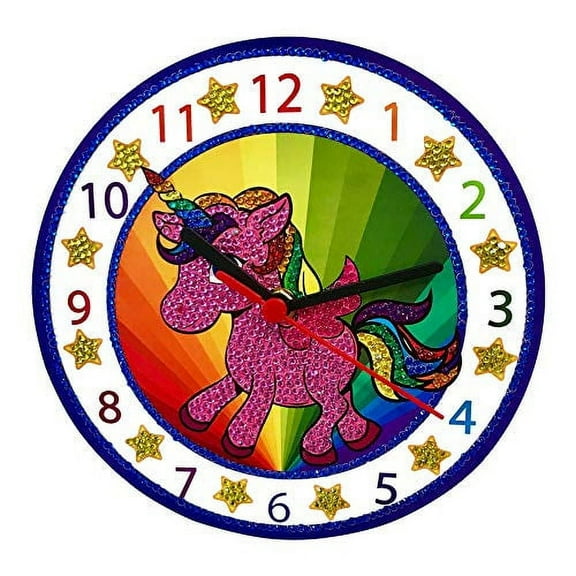 Smartstoy Unicorn Make Your Own Clock Paint by Numbers Diamond Painting Art & Craft Kit (6 Pieces)