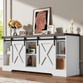thumbnail image 3 of 58" Farmhouse TV Stand for 65 Inch TVs with Sliding Barn Door, Rustic Wood Entertainment Center Media Console Cabinet for Living Room, 3 of 7