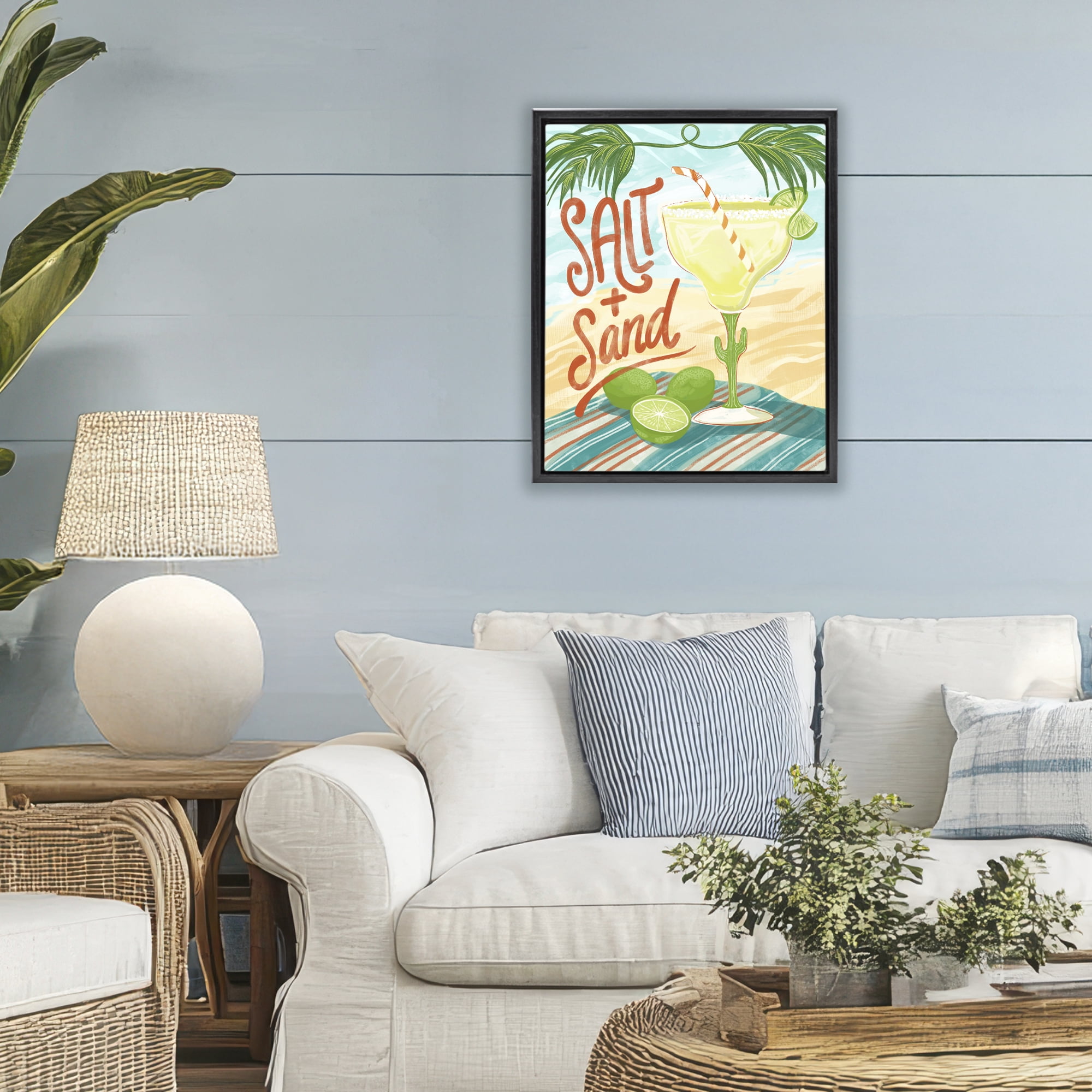 Stupell Industries Salt & Sand Margarita Black Framed Floater Canvas Wall Art, design by Connie Summers