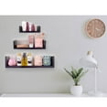 thumbnail image 7 of Gloss Glossy Black Finish Set of 3 Easy Mounted U Shaped Floating Float Wall Shelf Shelves for Bathroom Kitchen or Livingroom, 7 of 7