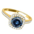 thumbnail image 2 of Mauli Jewels Engagement Rings for Women 1.35 Carat Halo Unique Design Blue Diamond Engagement Wedding Ring 4-prong 14k Solid Yellow Gold, 2 of 6