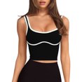 thumbnail image 2 of Cropped Tank Tops for Women High Impact Push Up Racerback Sleeveless Contrast Binding Workout Yoga Gym Tanks, 2 of 7