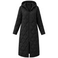 thumbnail image 5 of cocolona Womens Long Quilted Jacket LightWeight Long Sleeve Hooded Zipper Puffer Coat Casual Loose Solid Color Winter Warm Snow Long Outerwear, 5 of 6