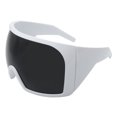 thumbnail image 3 of Super Oversized Sunglasses Goggle Style Shield Thick Curved Frame UV400 White, 3 of 5