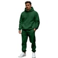 thumbnail image 3 of Hearthz Men's Sweatshirt Suit 2 Piece Outfit Fleece Hoodies and Cargo Sweatpants Set Winter Sweat Suits Men, 3 of 5