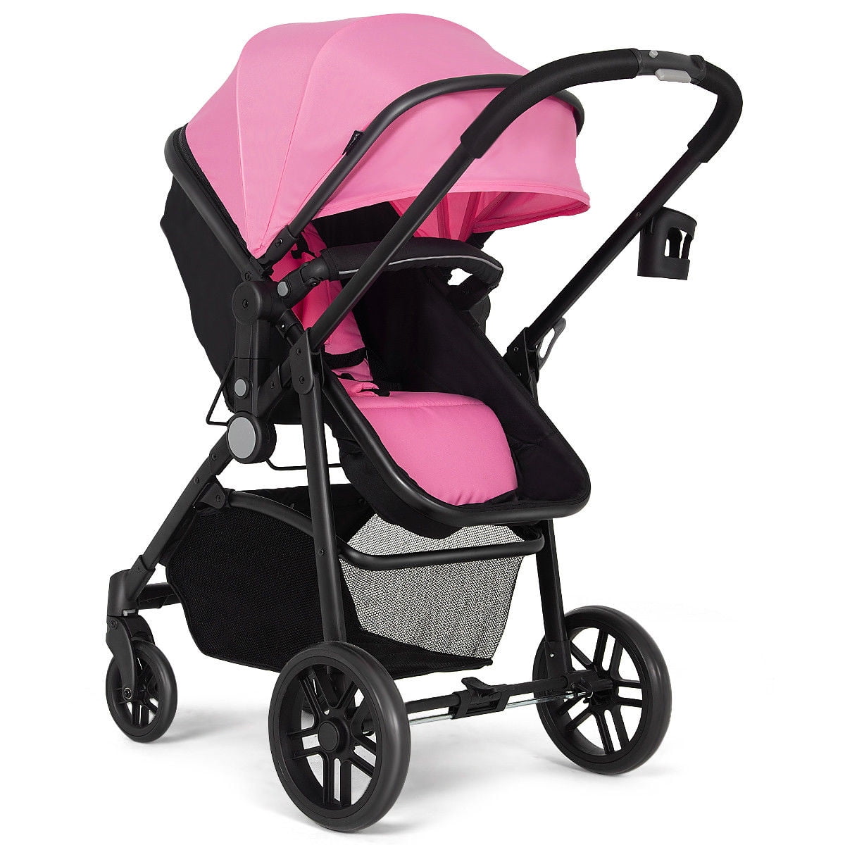 Costway Foldable Baby Stroller 2 in1 Newborn Infant Travel Buggy Pushchair Pink