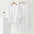thumbnail image 2 of Wenini Women's Plus Solid 2 Piece Loungewear Set Round Neck 3/4 Sleeve Top Wide Leg Pants, 2 of 5