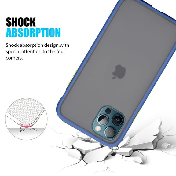 Apple iPhone 12 /12 Pro (6.1") Phone Case Hybrid Frosted PC Armor Matte Protective TPU Gummy Rubber Anti-Shock Heavy Duty Cover for iPhone 12 / 12 Pro - Gray Blue
