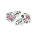 thumbnail image 2 of 1.18 ct Screw-Back Stud Earrings for Women | 5mm Round Cut Simulated Pink Diamond | 18K White Gold, 2 of 5