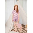thumbnail image 4 of Arshiner Girls Pajama Set Short Sleeve Lounge Set Soft Shirring Summer Sleepwear Pj Sets, 4 of 6