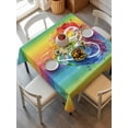 thumbnail image 2 of Colorful Love Heart Suqare Tablecloth - 54 x 54 Inch, Watercolor Striped Rainbow Waterproof & StainResistant Tablecloth, Washable Oil-proof Table Cover for Dining/Party/Wedding/Camping/Buffet, 2 of 9