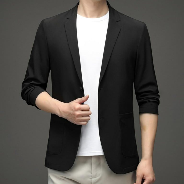 Suit Jacket Men , Breathable Stylish Lightweight Mens Suit Coats Mens Sport  Coats and s Suit for Travel Wedding Business , Black Color L 