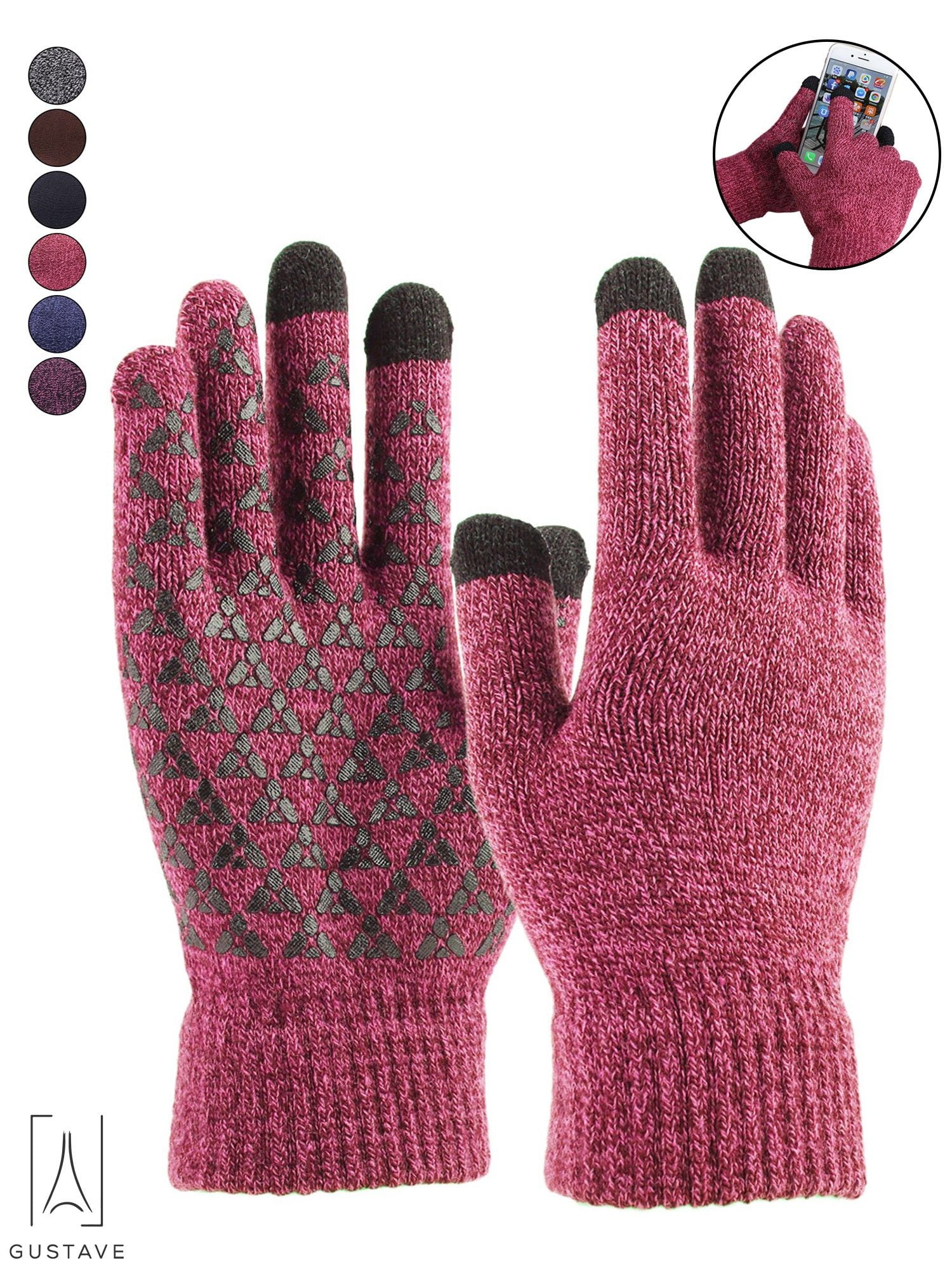 GustaveDesign Winter Knit Gloves Touchscreen Windproof Antislip