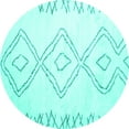 thumbnail image 1 of Ahgly Company Indoor Round Solid Turquoise Blue Modern Area Rugs, 3' Round, 1 of 4